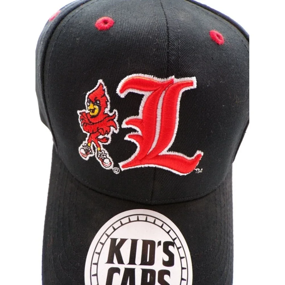 Louisville Boys L Logo Baseball Cap Black Red Kids One Size Official